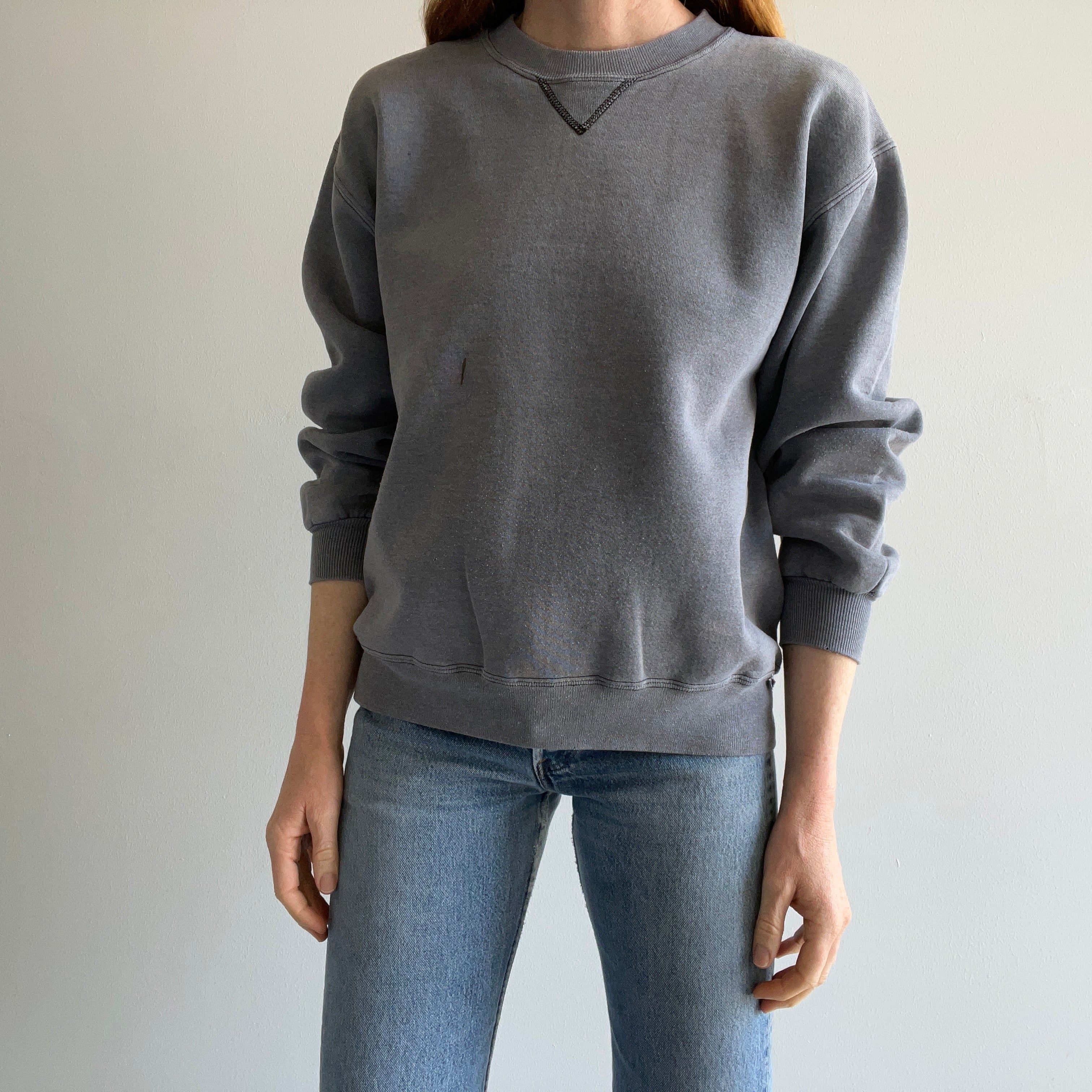 1990s Russell Brand Deep Gray Single V Sweatshirt