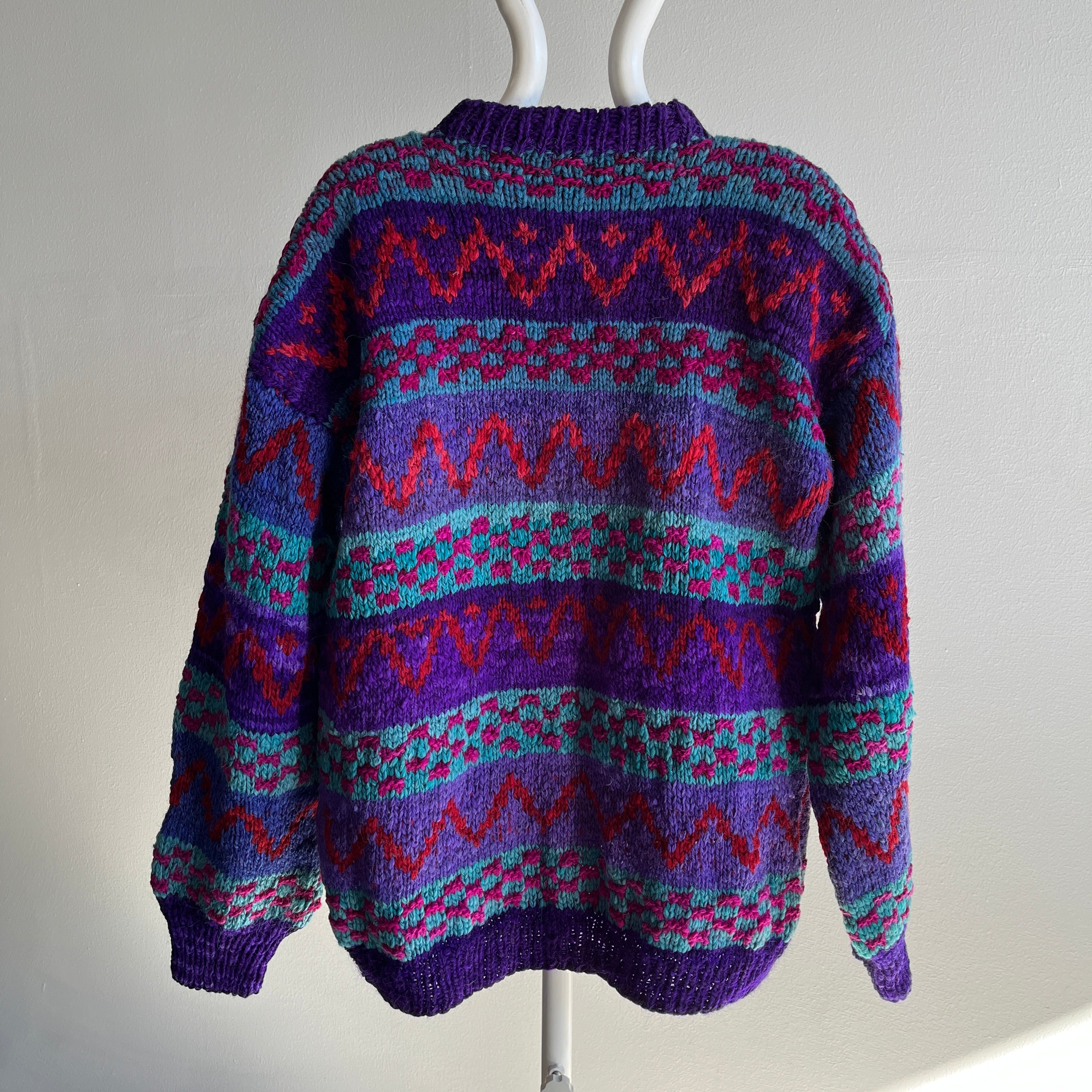 1980s Hand Knit Medium Chunky Knit Sweater - Yes!