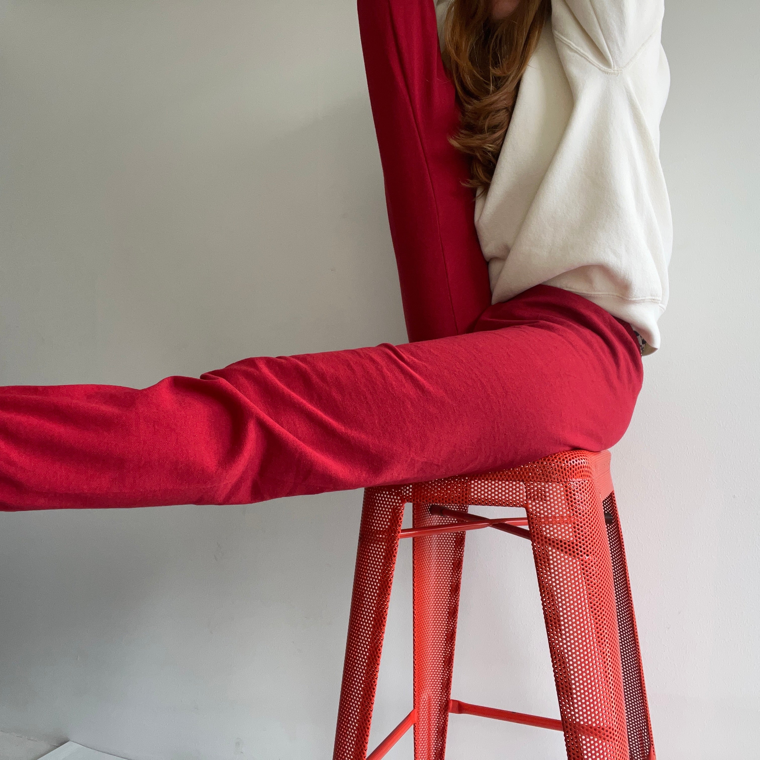 1980s Red Wine Colored Elastic Waist Sweatpants - USA MADE