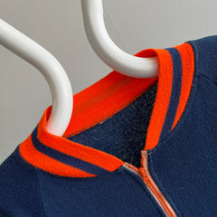 1970s Navy and Orange Lightweight Zip Up Sweatshirt