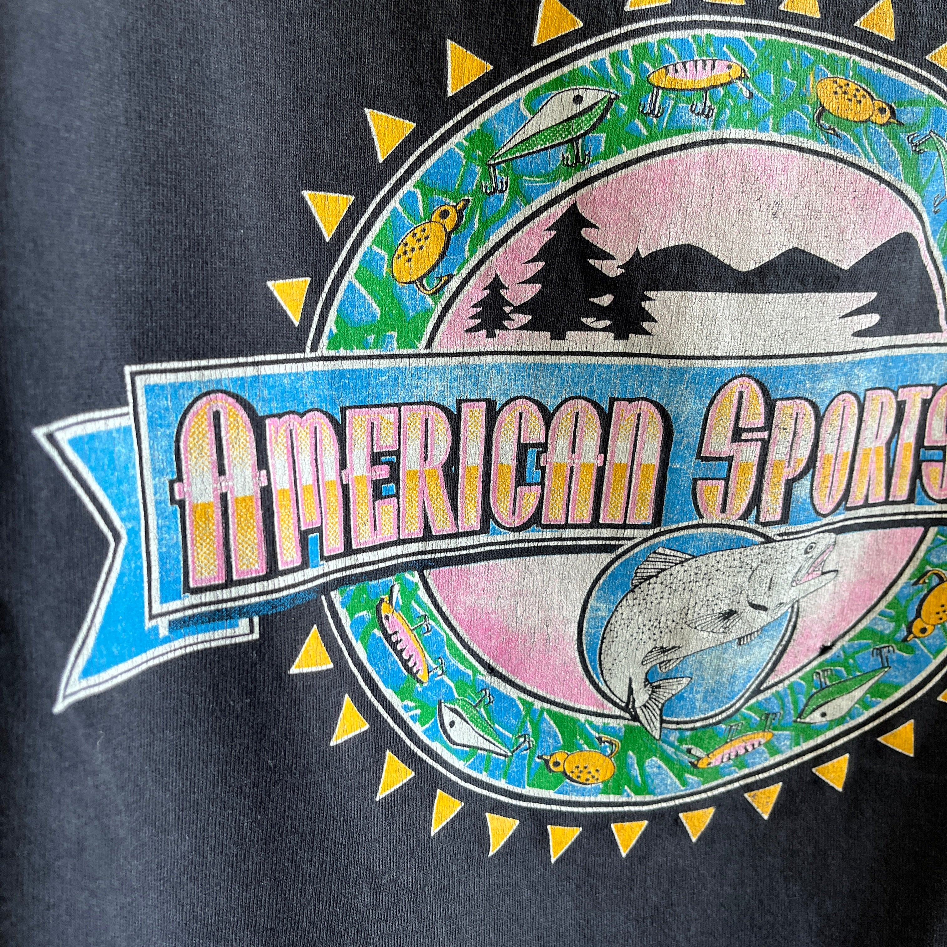 T-shirt à poche de pêche Boxy American Sportsman des années 1990