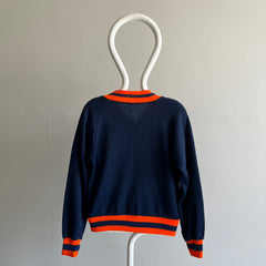 1970s Navy and Orange Lightweight Zip Up Sweatshirt