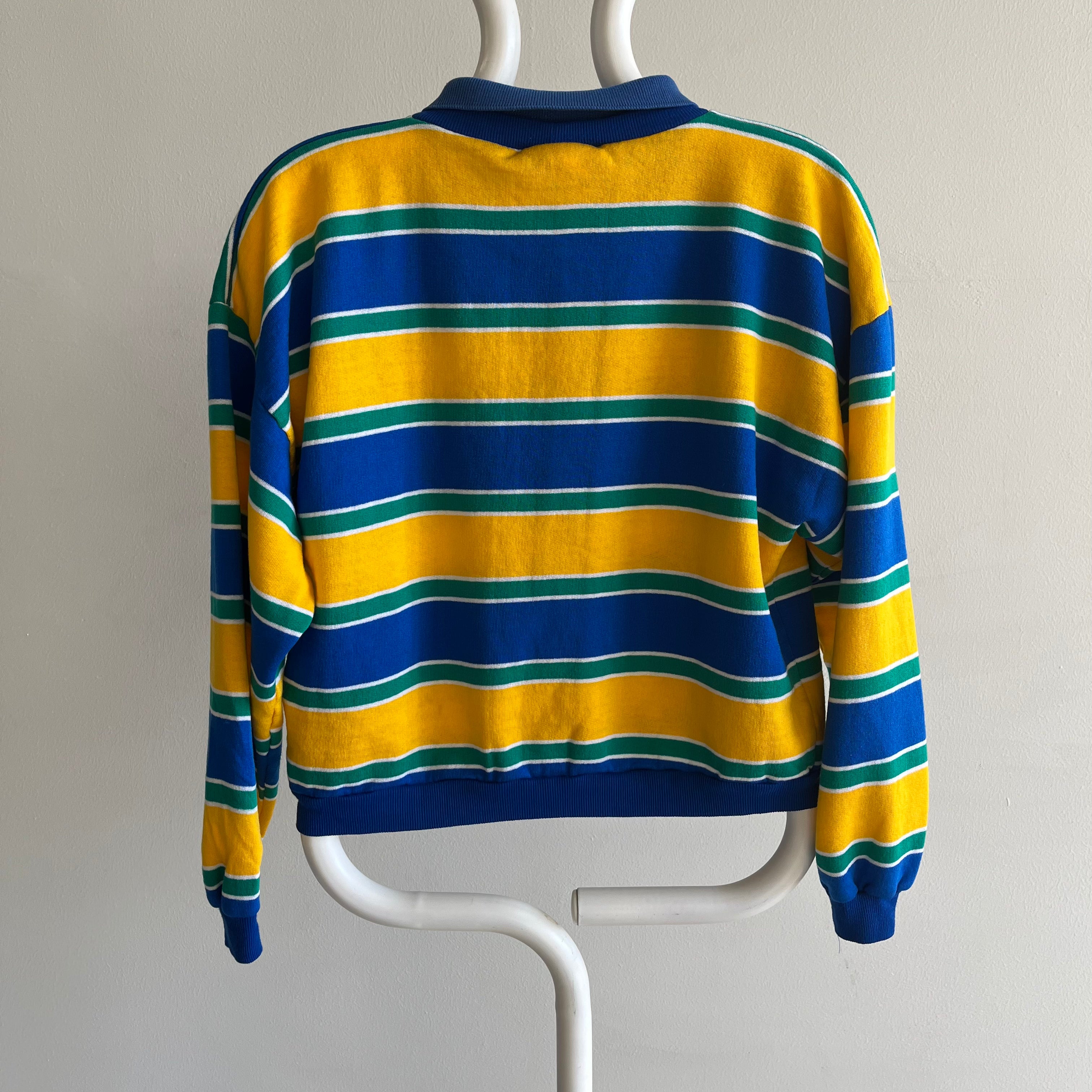 GG 1980s Boxy Lightweight Striped Collared Sweatshirt - THIS!