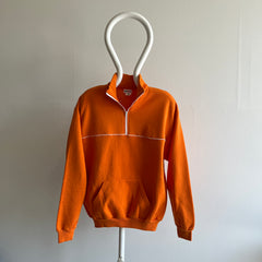 1980s Bassett Walker 1/4 Zip Sweat-shirt orange à peine usé
