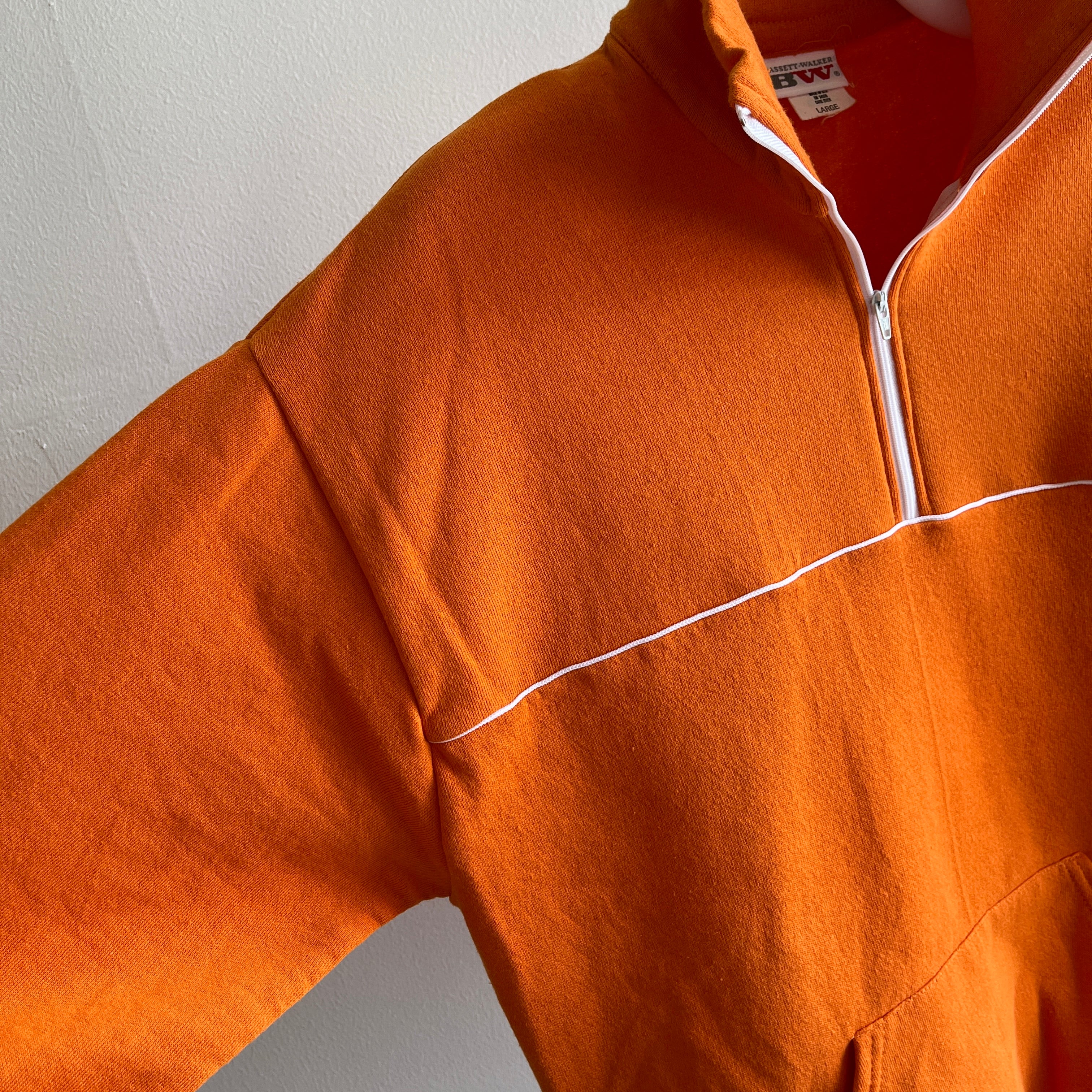 1980s Bassett Walker 1/4 Zip Sweat-shirt orange à peine usé