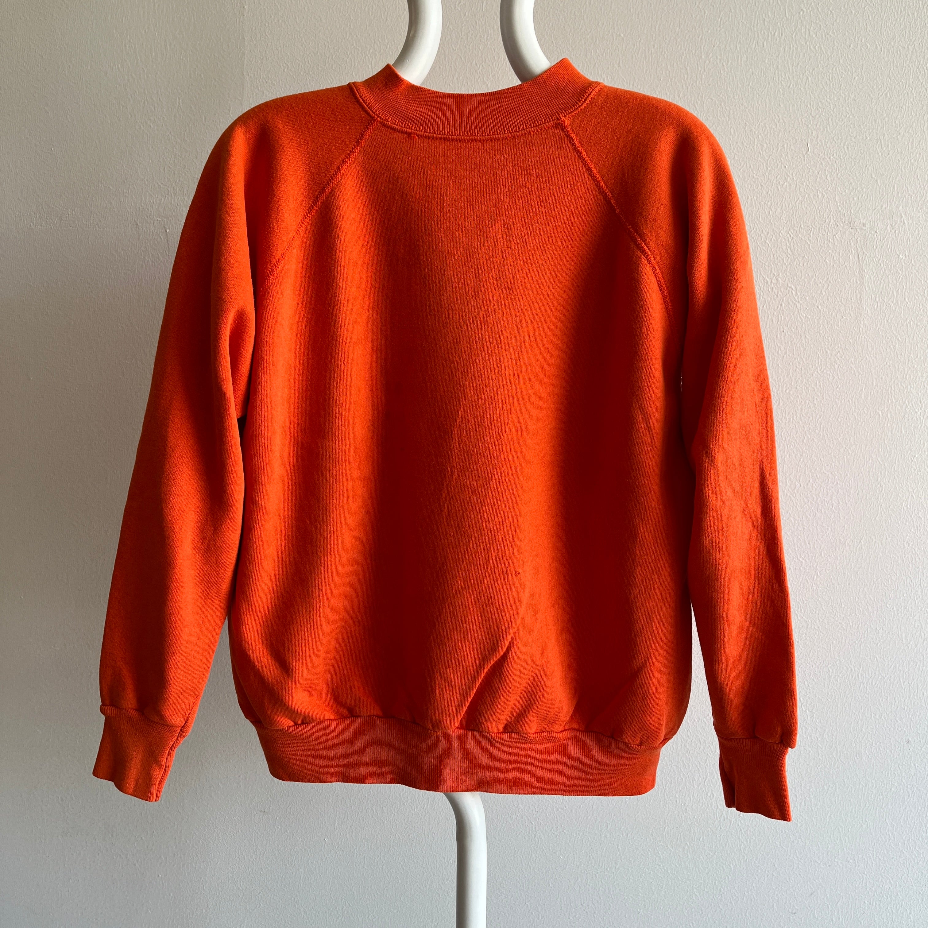 Sweat-shirt raglan orange vierge des années 1980