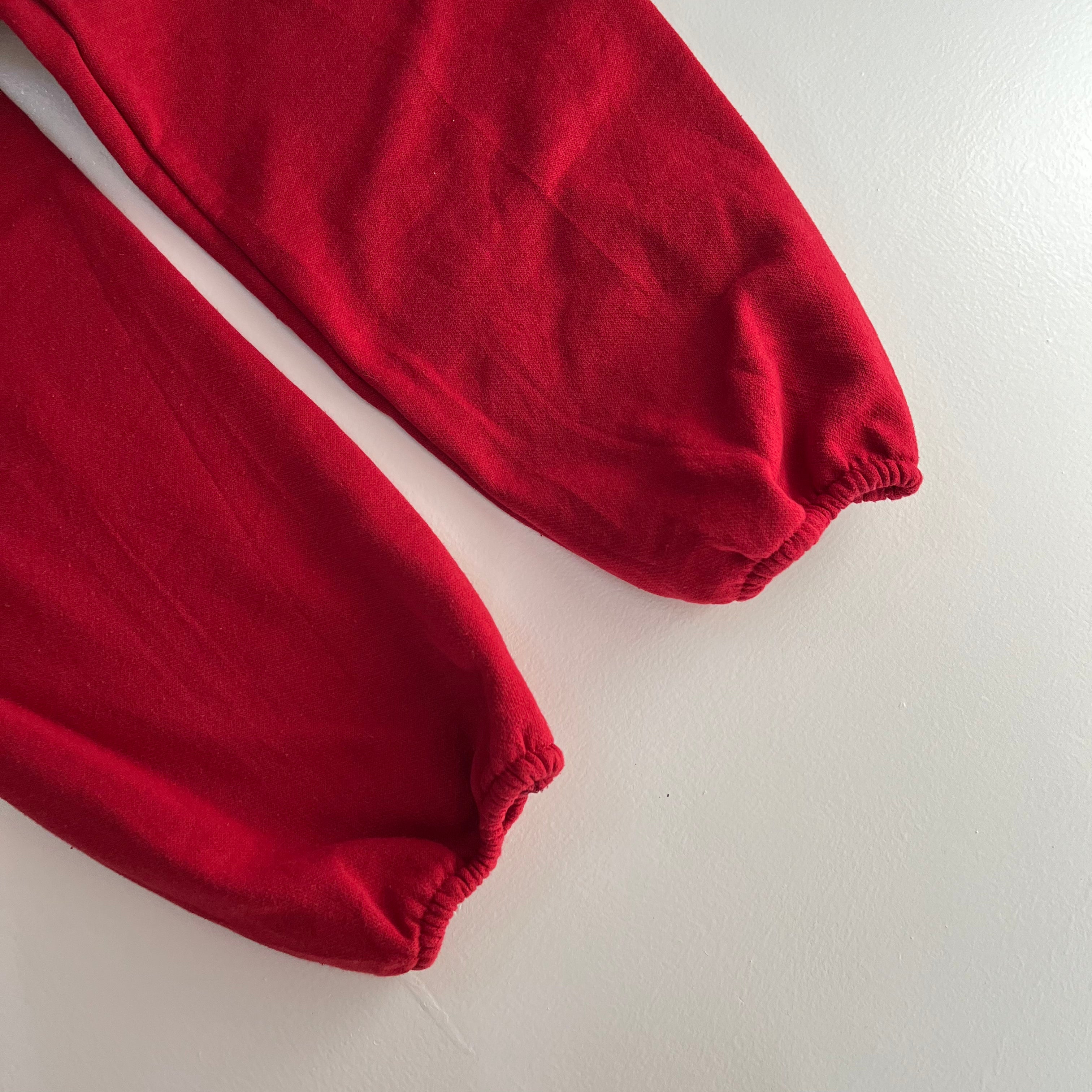 1980s Red Wine Colored Elastic Waist Sweatpants - USA MADE