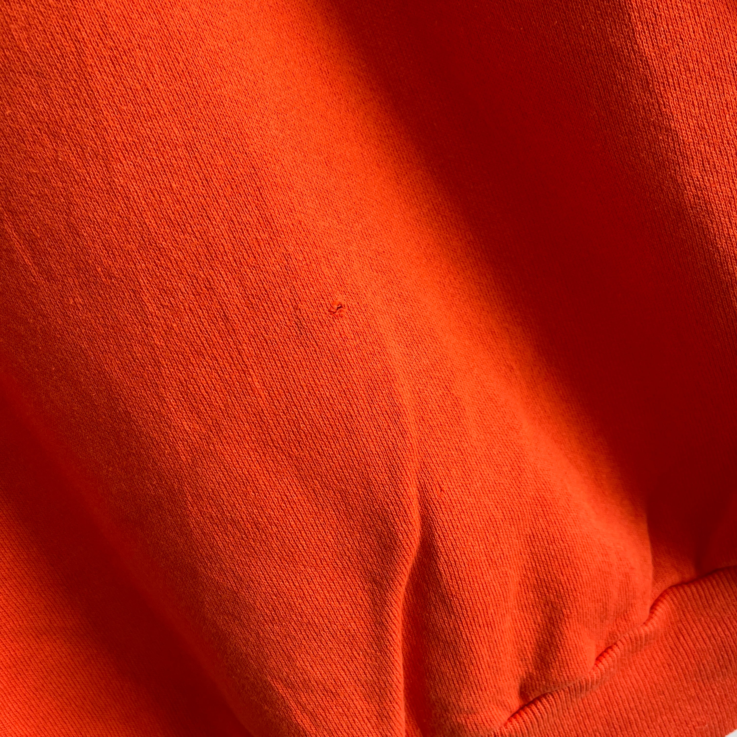 Sweat-shirt raglan orange vierge des années 1980