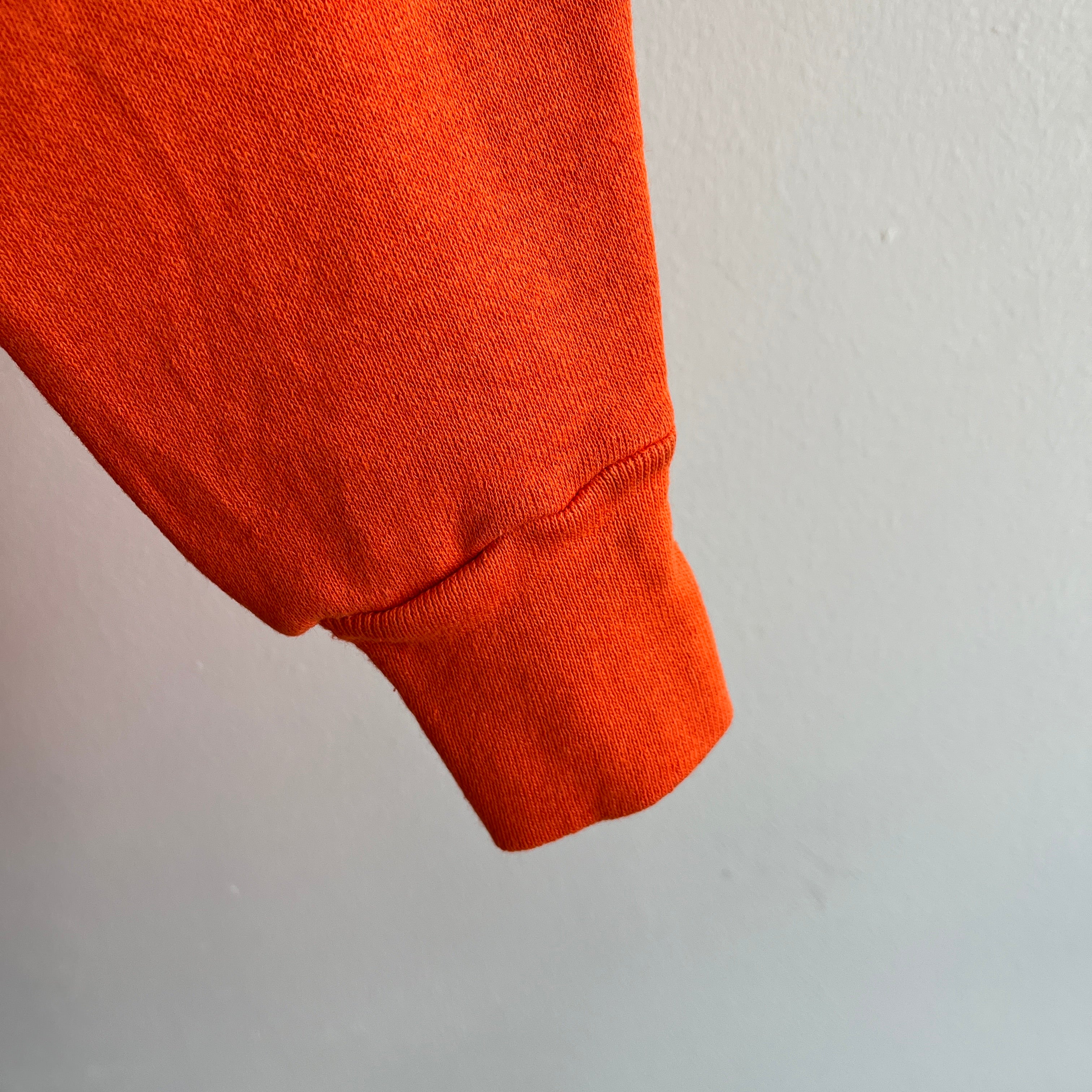 Sweat-shirt raglan orange vierge des années 1980