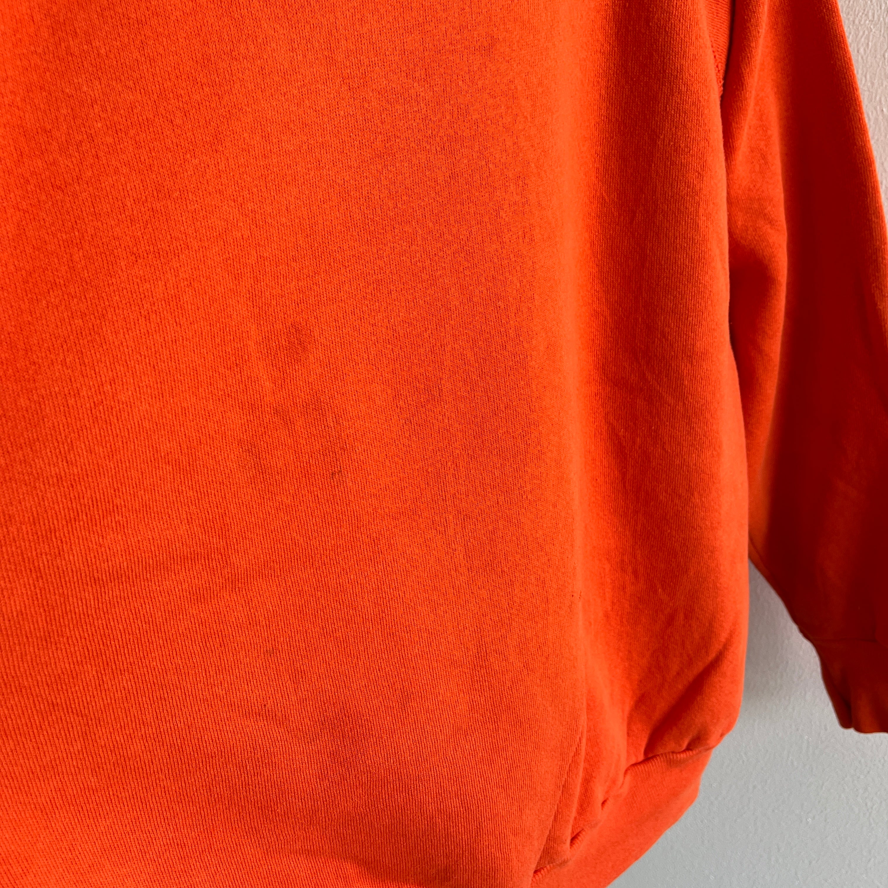 Sweat-shirt raglan orange vierge des années 1980