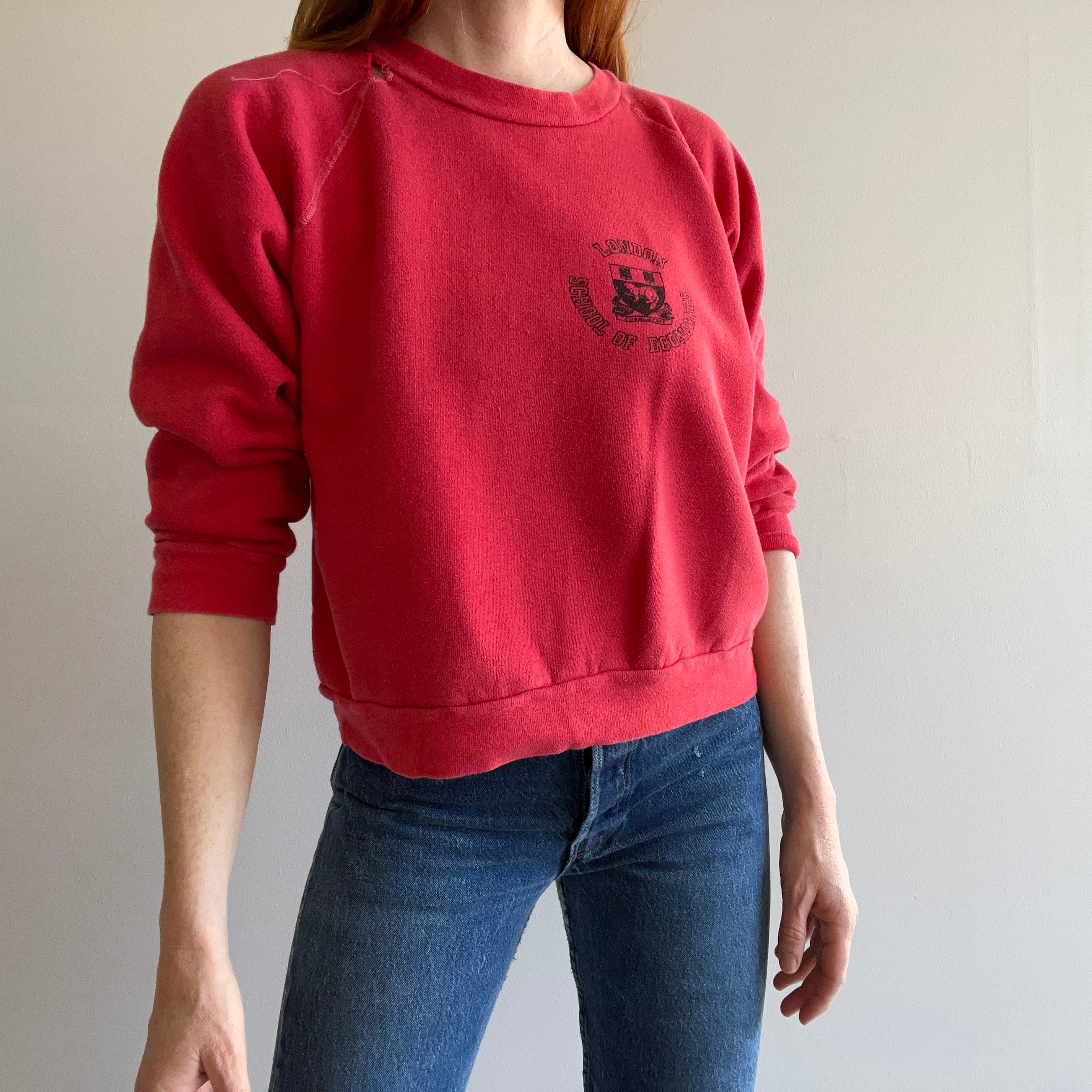 1970s London School of Economics Soft Worn légèrement battu Sweat-shirt