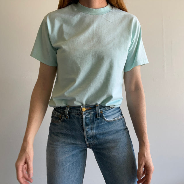 T-shirt à couture unique vert écume de mer des années 1990