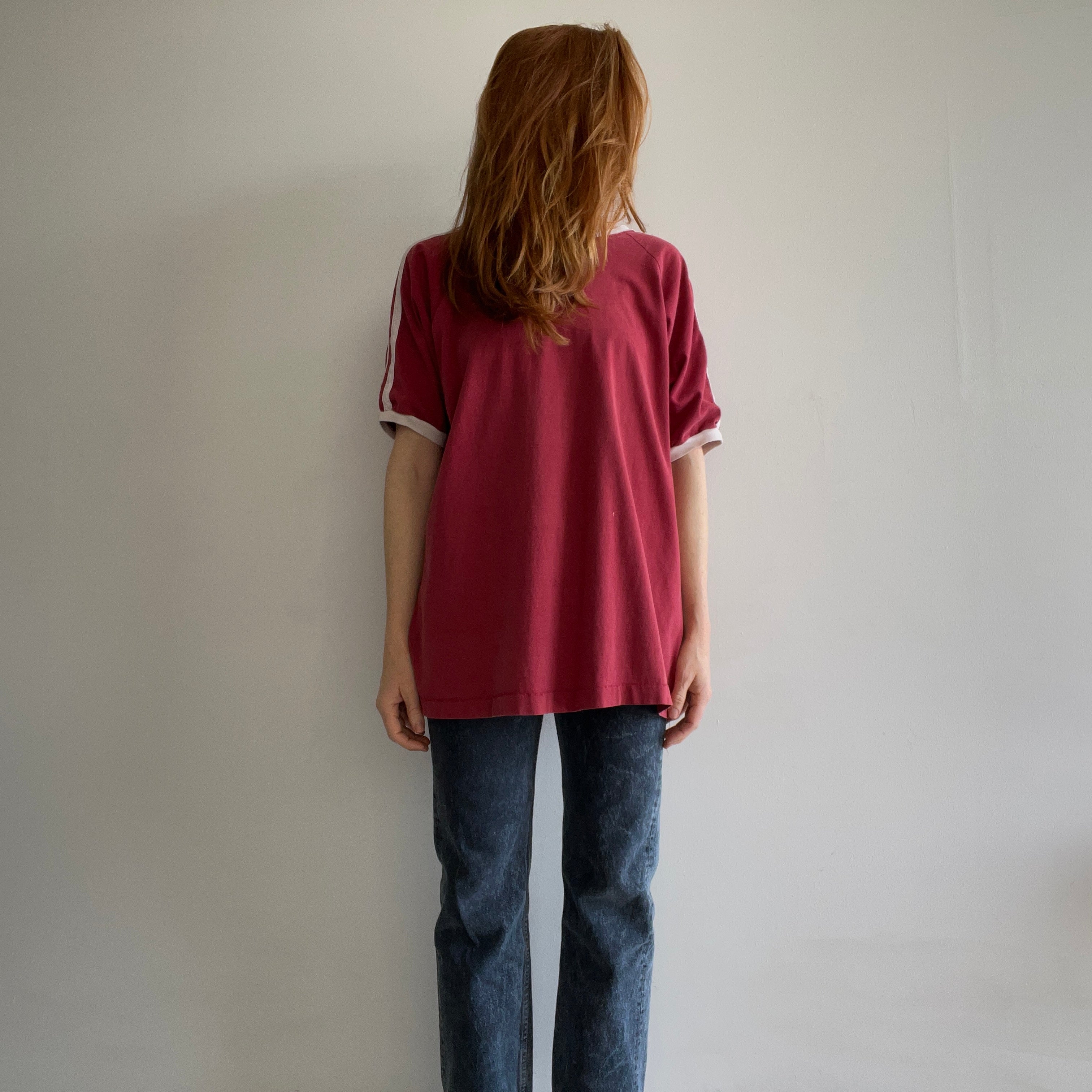 1990s Basic Concepts Double Stripe Cotton T-Shirt