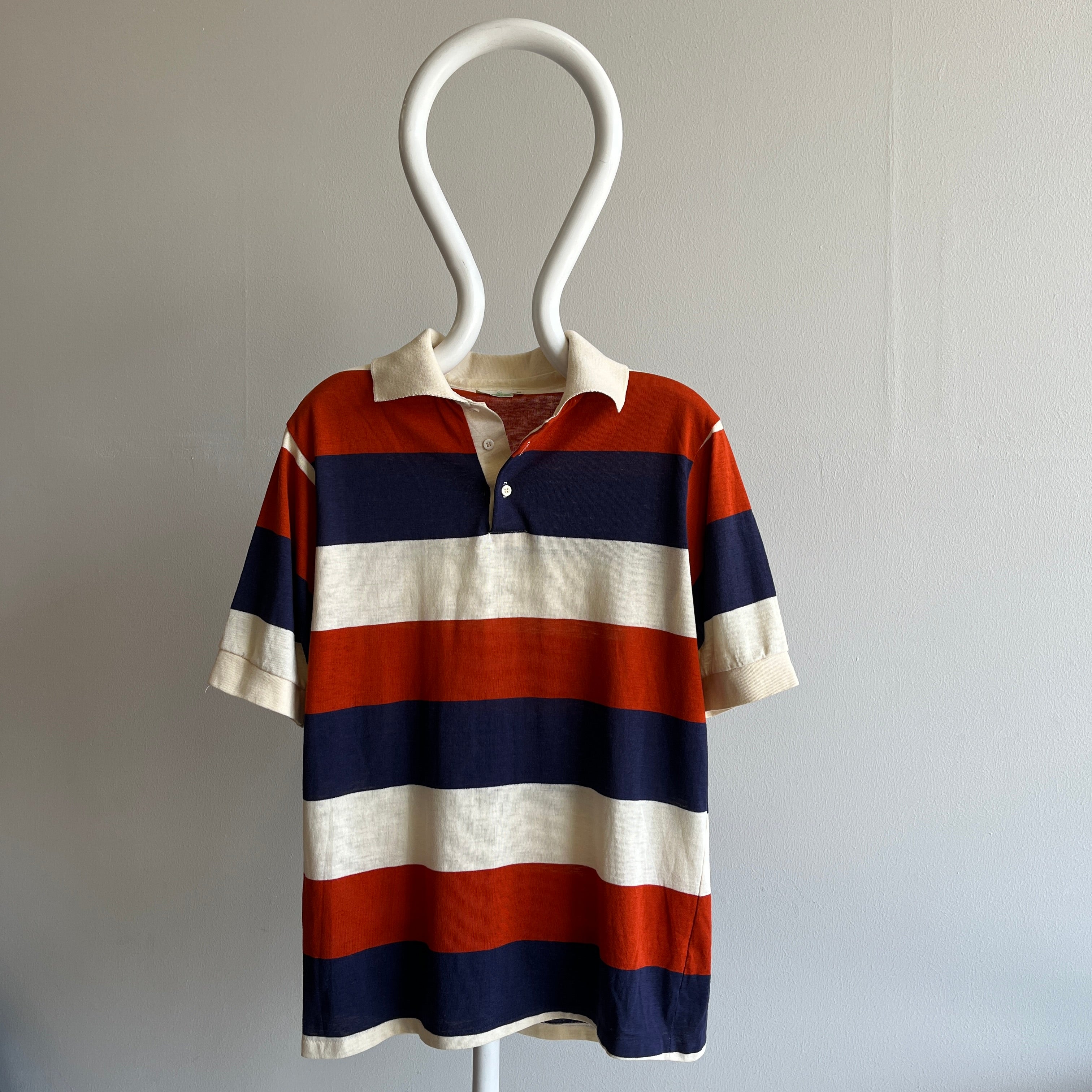 1970s Kings Road Striped Polo T-Shirt