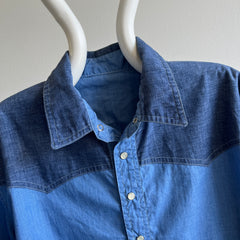 1970s Lightweight Two Tone Denim Dress/Shirt