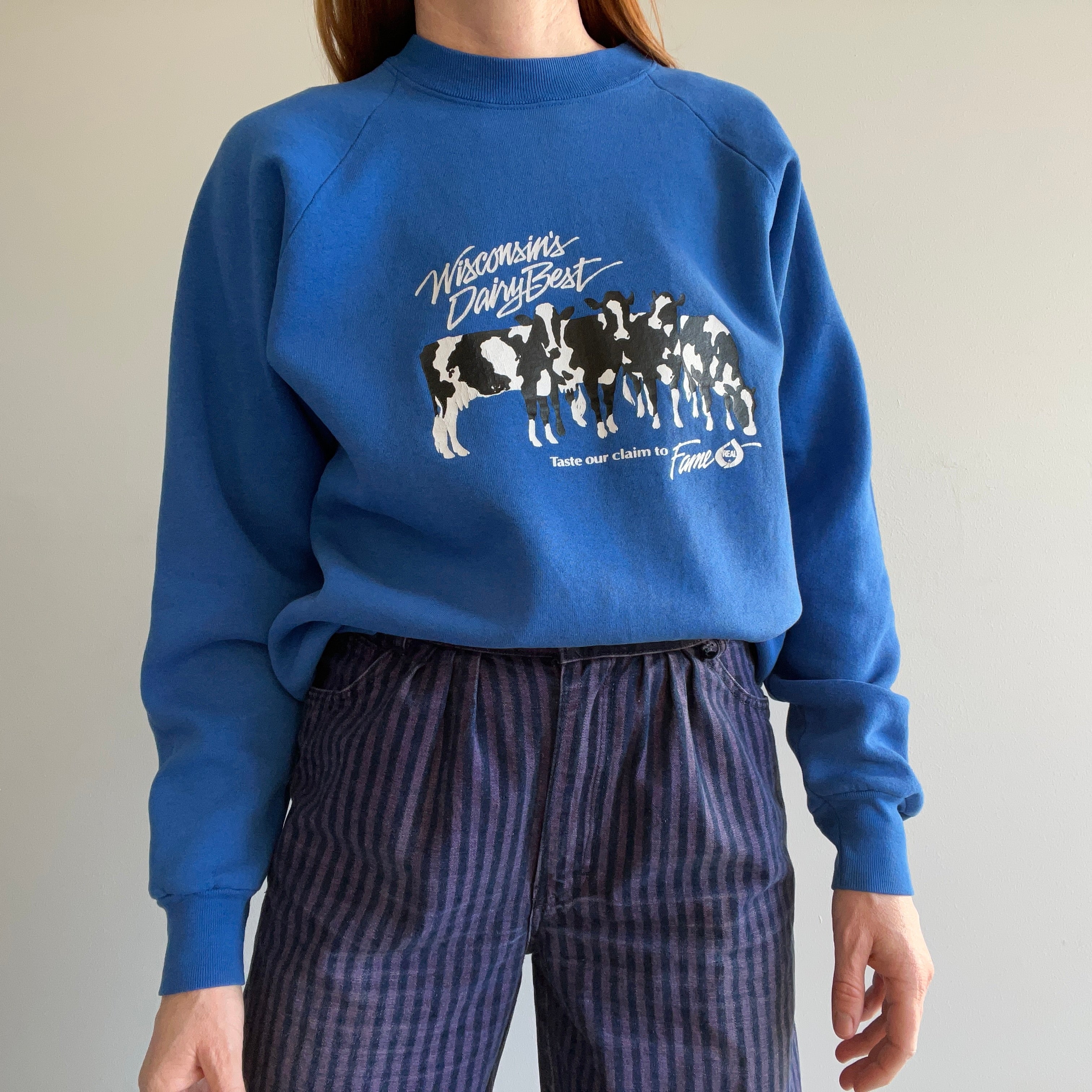 1980s Wisconsin's Dairy Best - Taste Our Claim To Fame - Cow Sweatshirt by FOTL