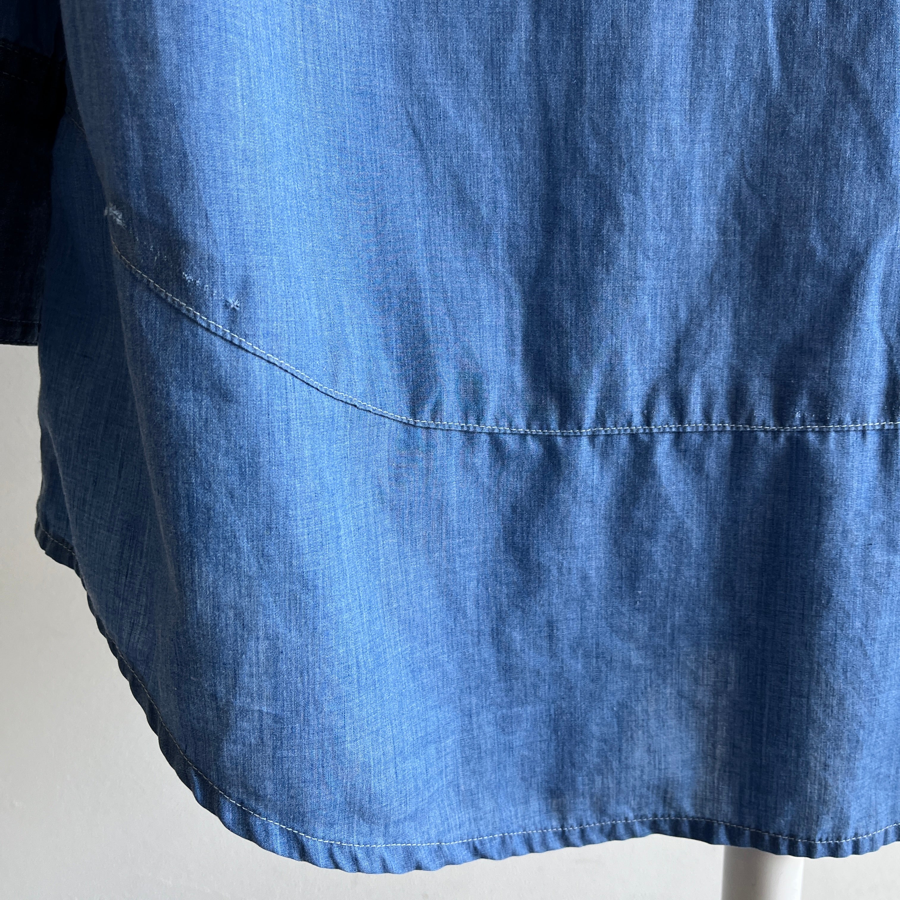 1970s Lightweight Two Tone Denim Dress/Shirt