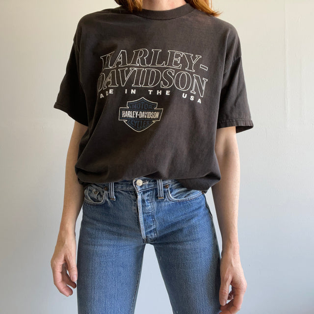 1996 Sun Faded Harley T-shirt avec loup sur le dos