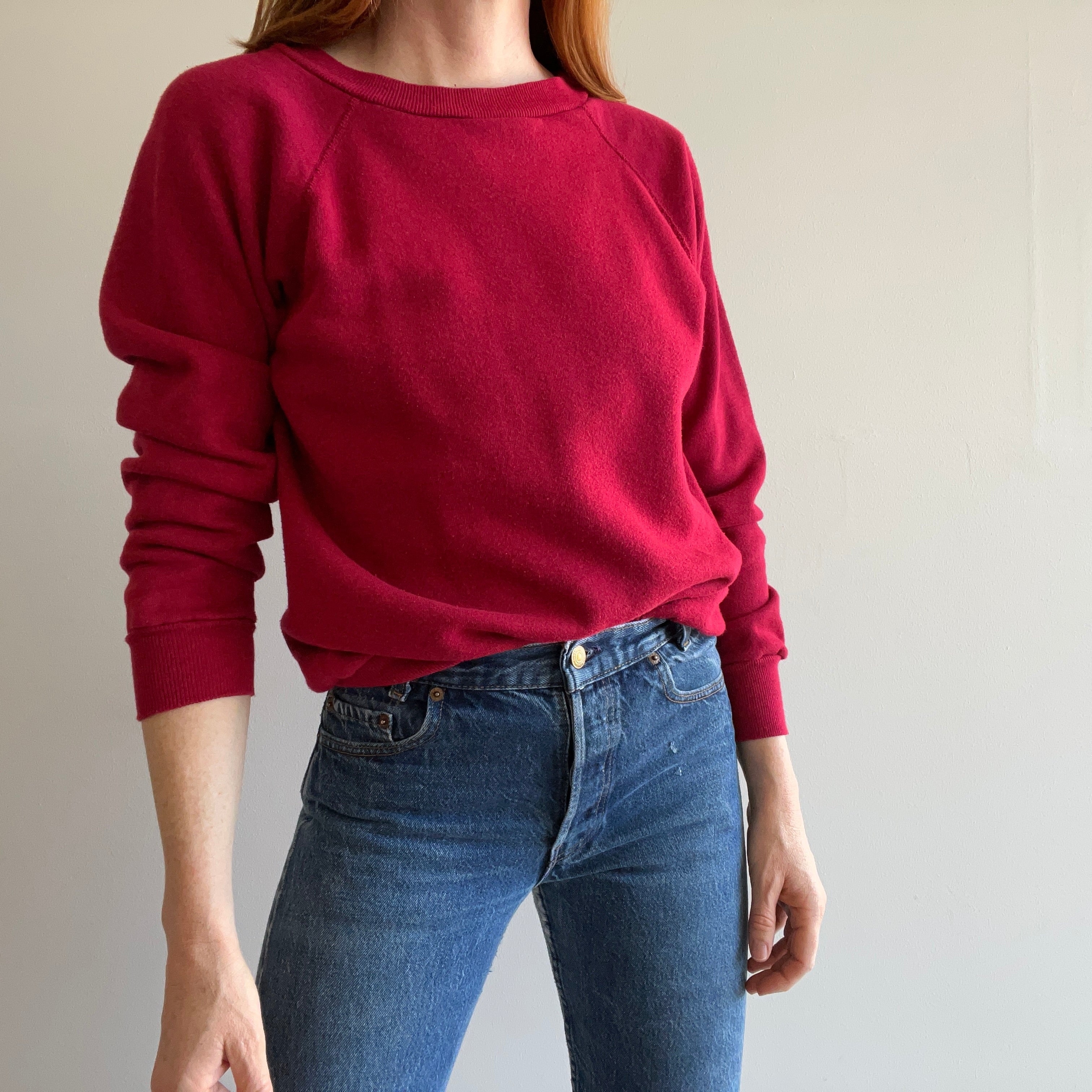 1980s Blank Burgundy Sweatshirt