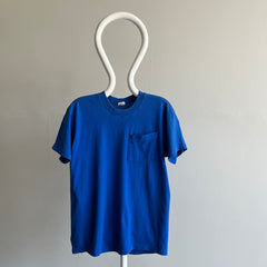 1980s Royal Blue Blank Pocket T-Shirt by FOTL