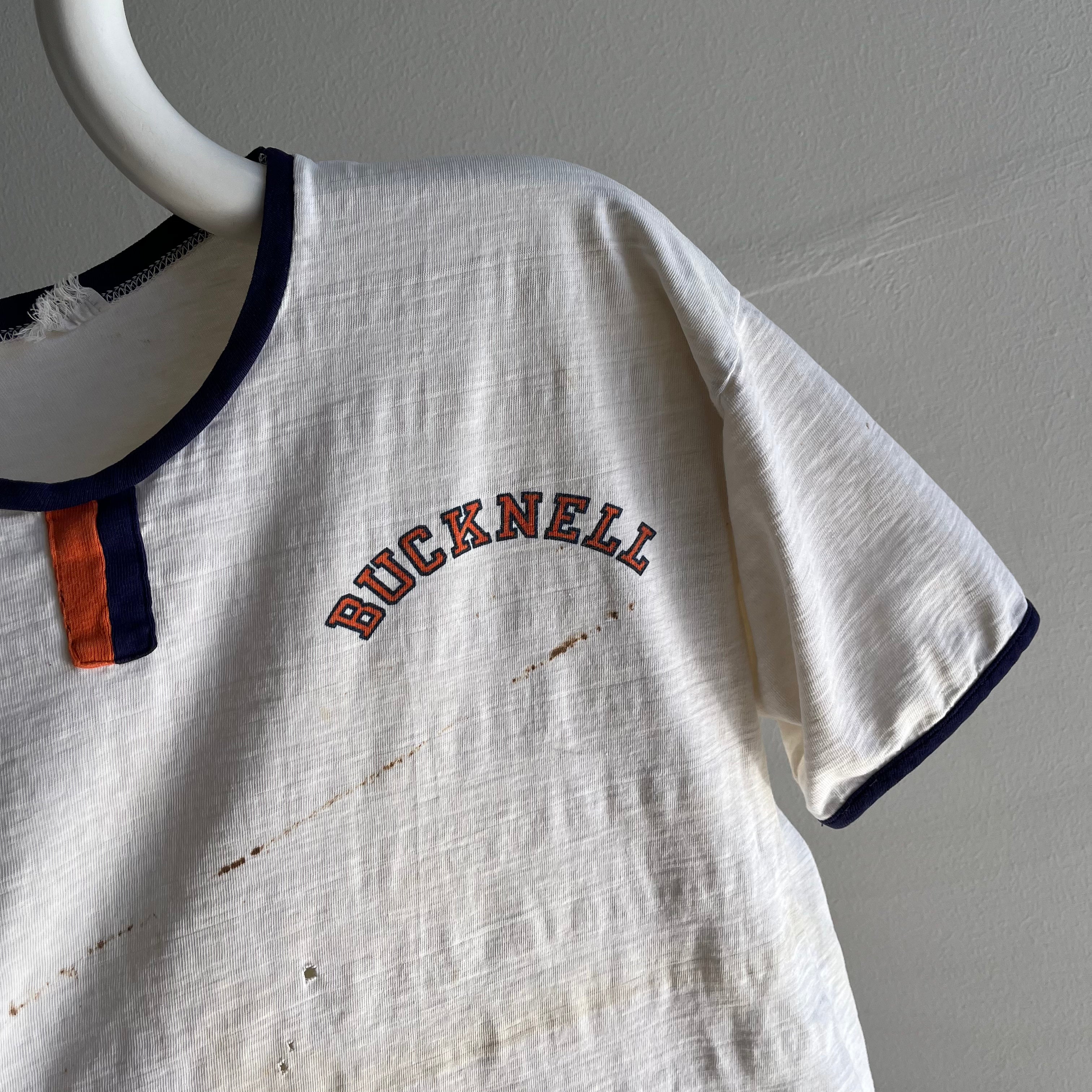 1960/1970s Bucknell Rad(ly) Stained Cotton Ring T-Shirt - CE