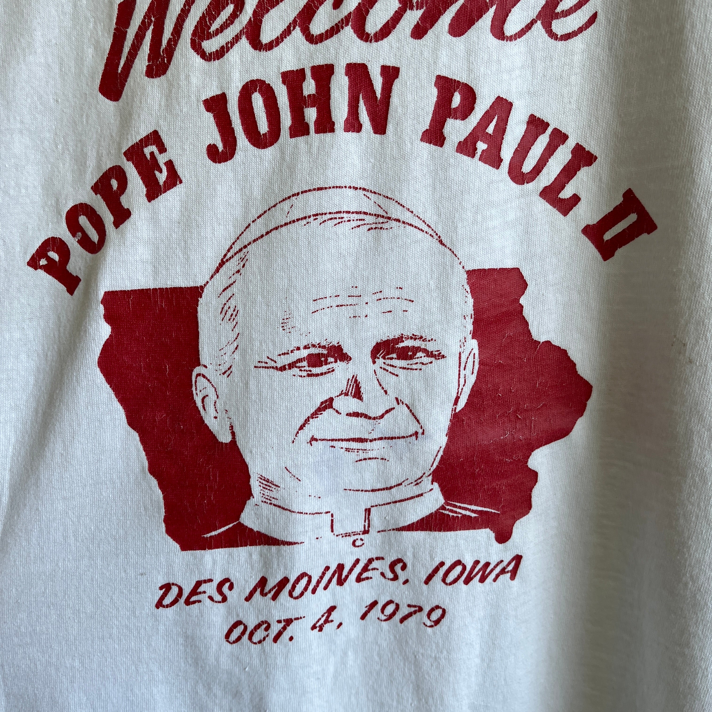 1979 Bienvenue Pape Jean Paul II Anneau T-Shirt par RUSSELL !!!!