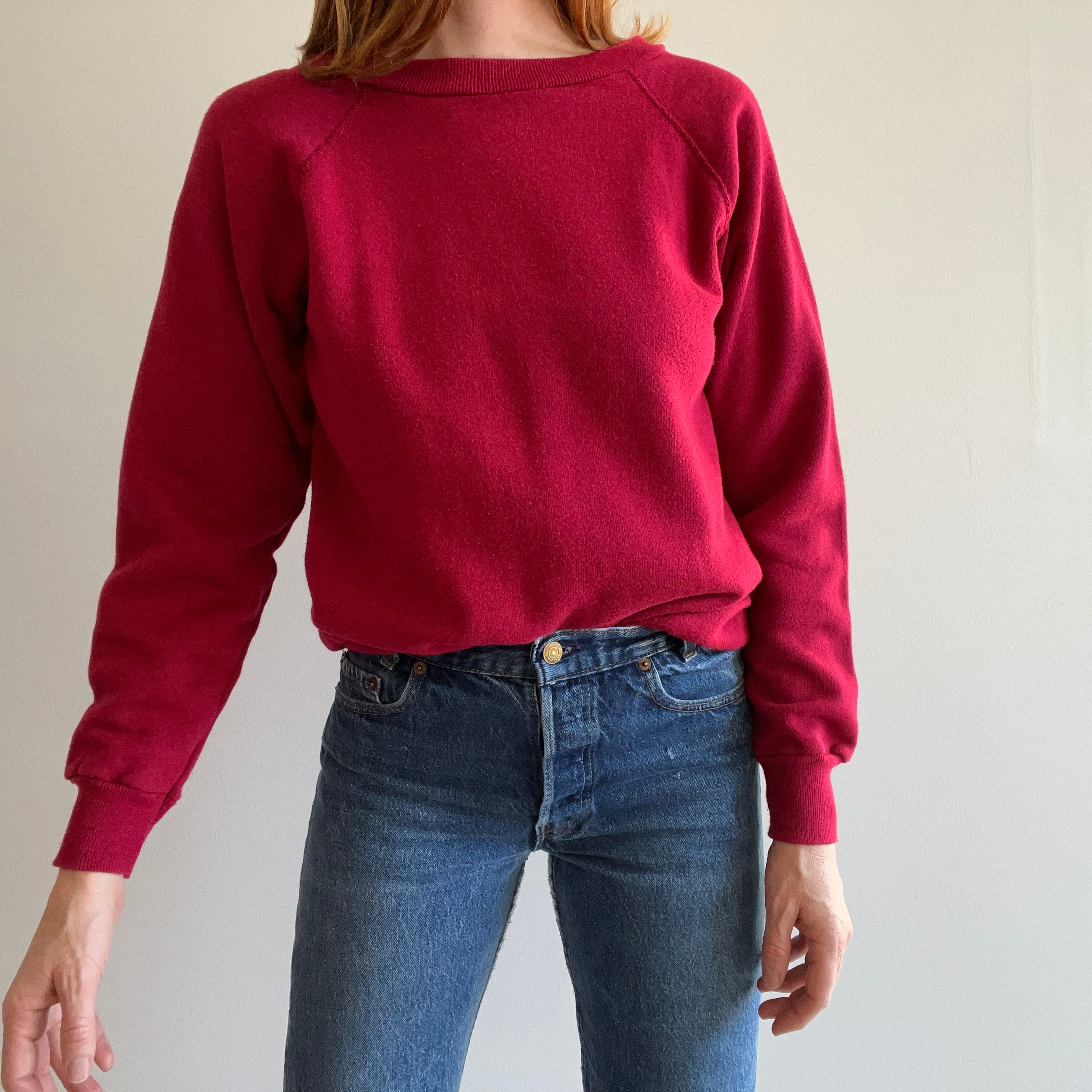 1980s Blank Burgundy Sweatshirt