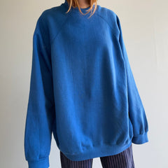 1990s 4XL Blank Blue Paint Stained Sweatshirt - Huzzah