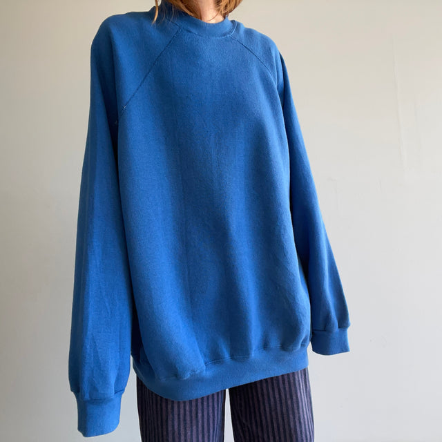 1990s 4XL Blank Blue Paint Stained Sweatshirt - Huzzah