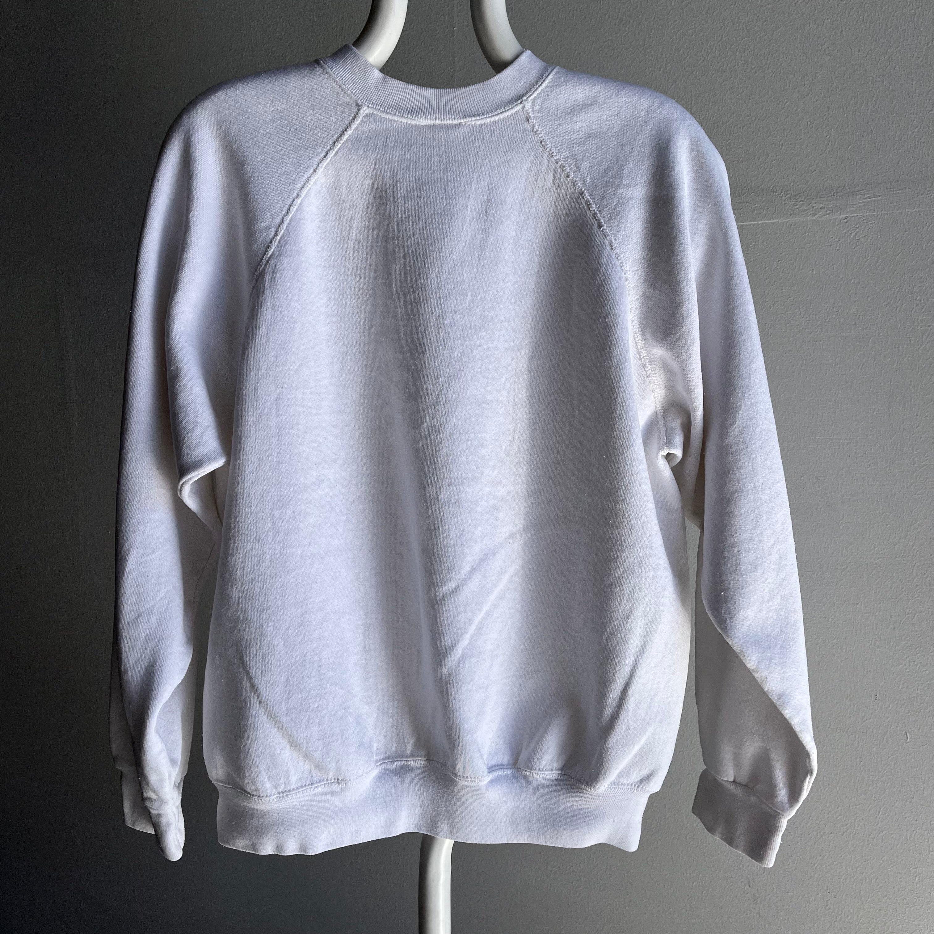 1990s Blank White Raglan Sweatshirt by Tultex