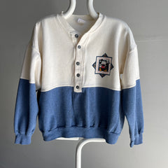 1990s Mickey Mouse Color Block Henley Sweatshirt - WOW