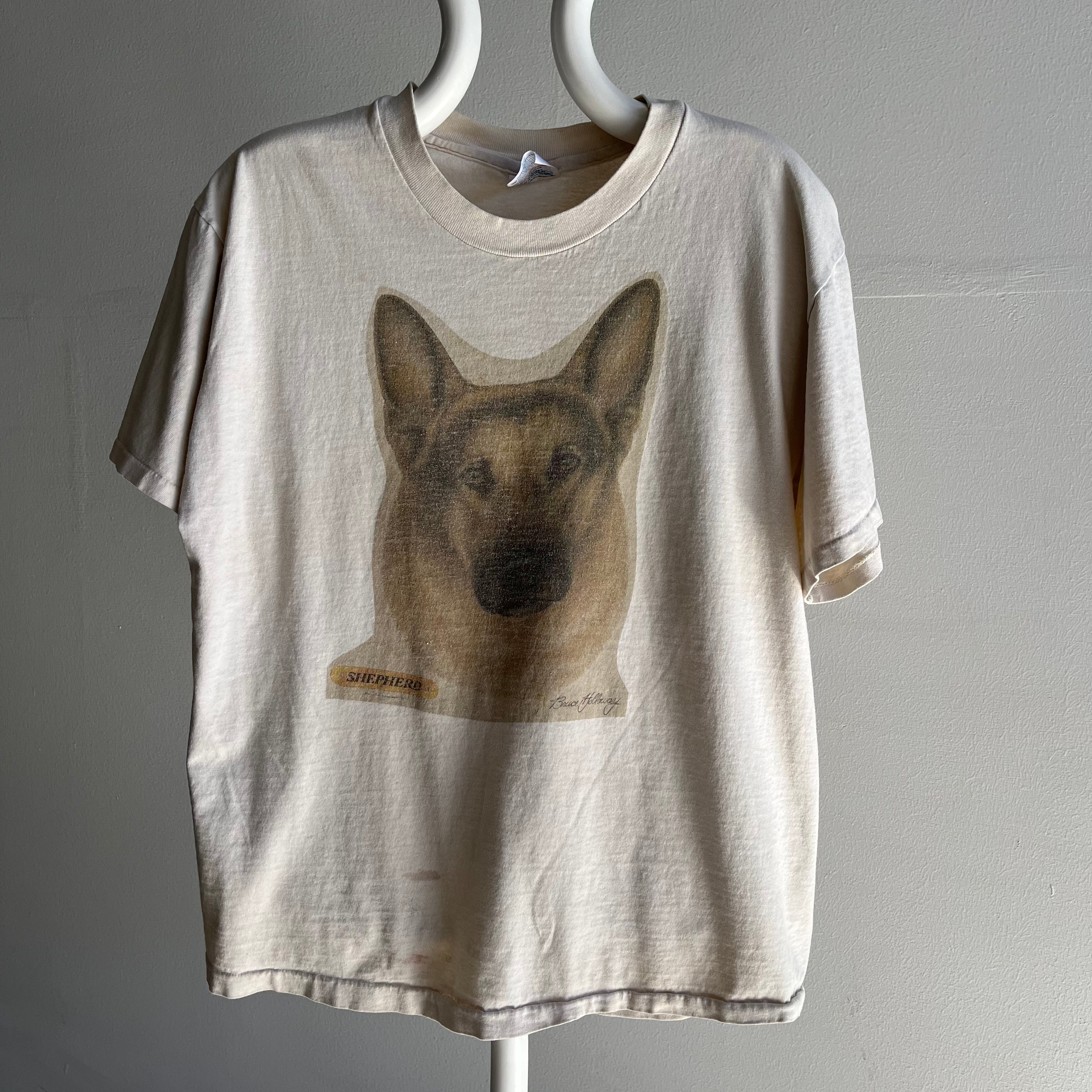 T-shirt Goodest Buddy German Shepard Dusty Off White des années 1990