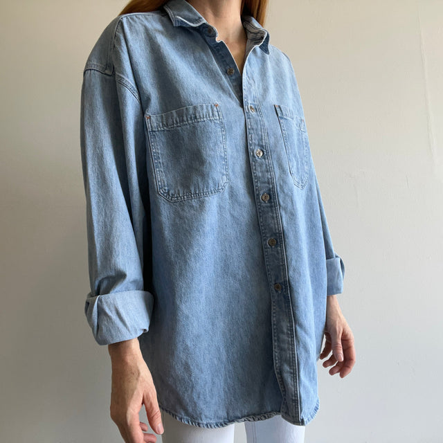 1980s USA Made Banana Republic Oversized Denim Long Sleeve Shirt