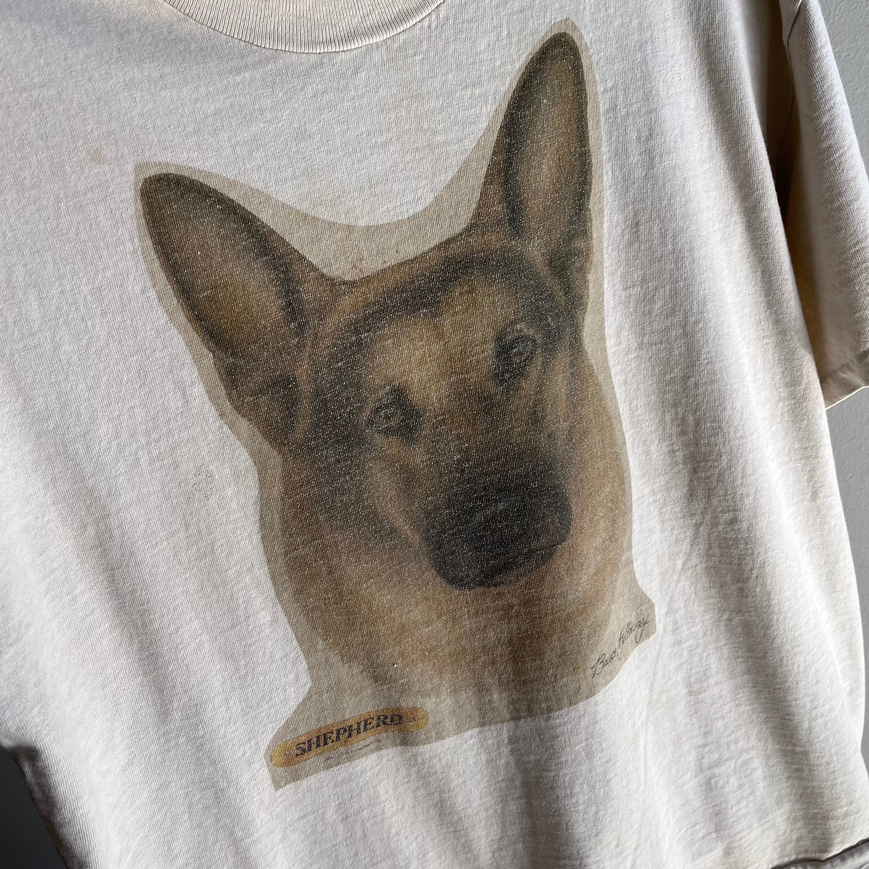 T-shirt Goodest Buddy German Shepard Dusty Off White des années 1990