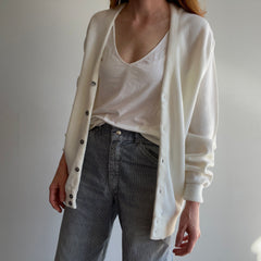 1980s White Mr. Roger's Style Acrylic Cardigan