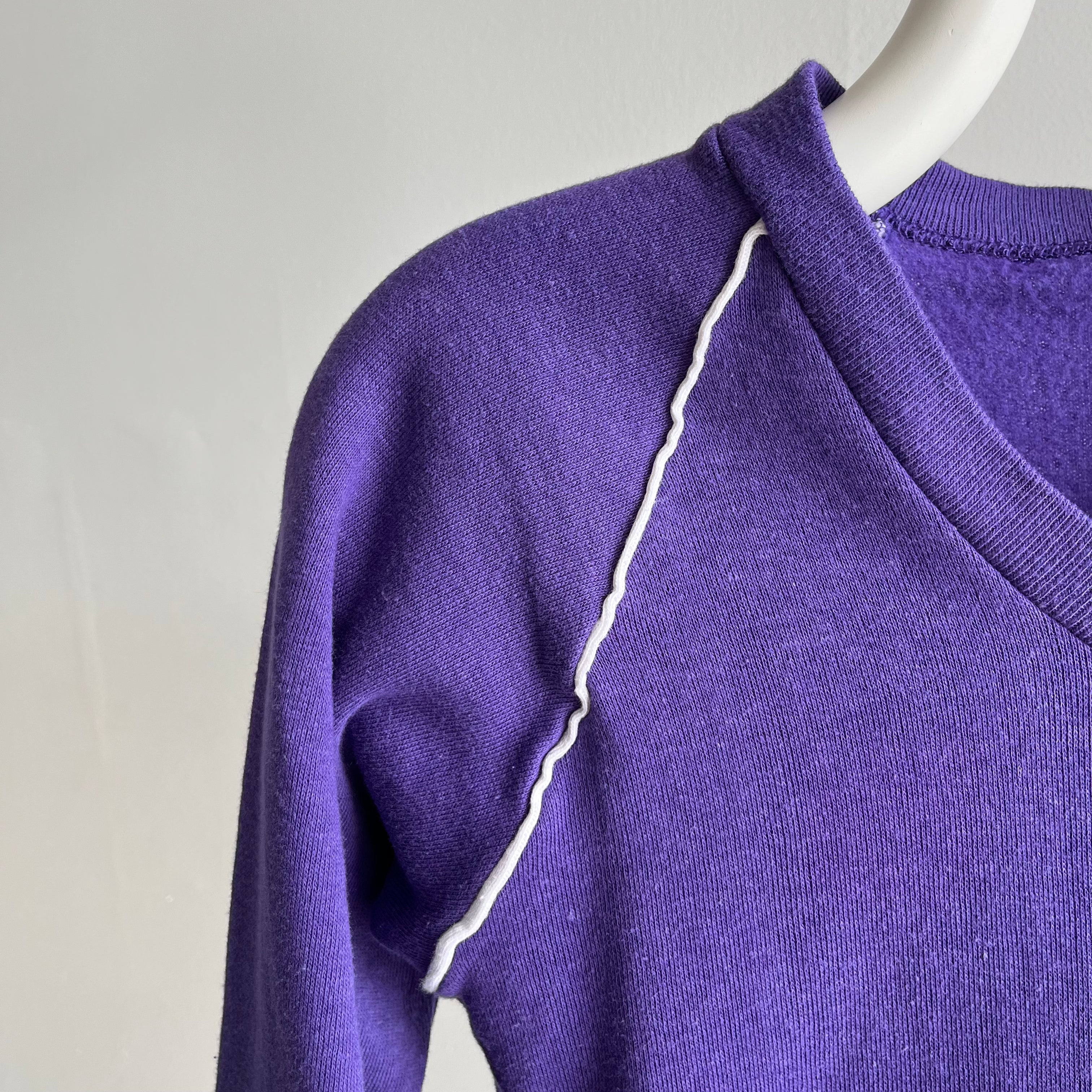 1980s New Old Stock (Never Worn) Purple V-Neck Sweatshirt