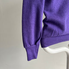 1980s New Old Stock (Never Worn) Purple V-Neck Sweatshirt