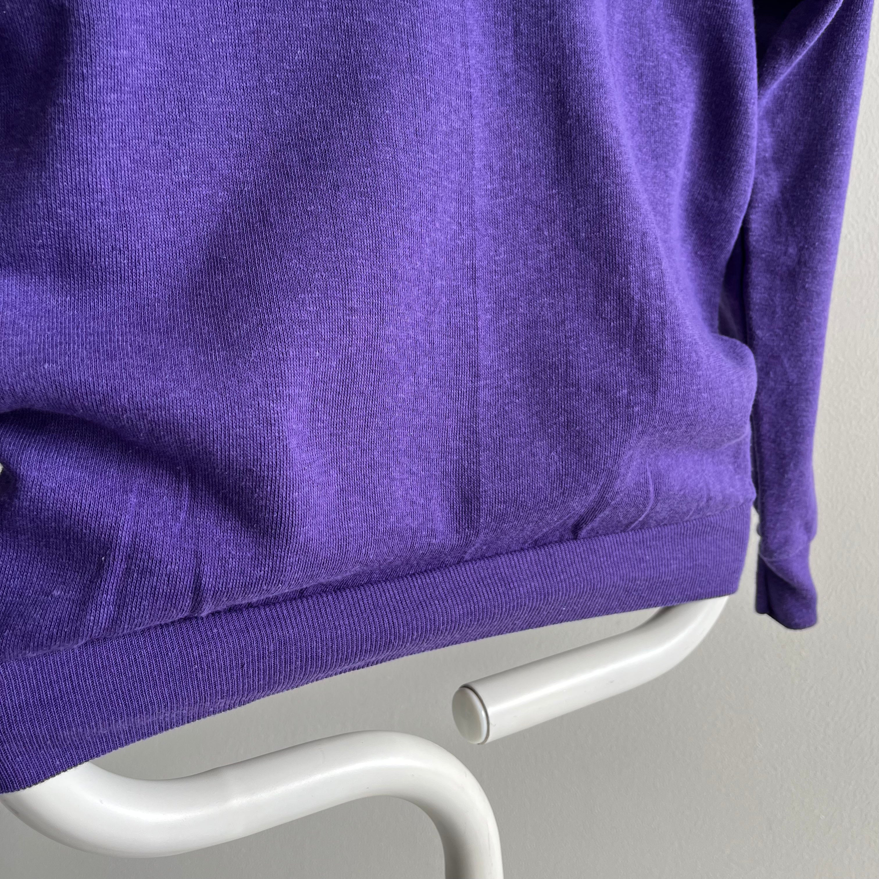 1980s New Old Stock (Never Worn) Purple V-Neck Sweatshirt