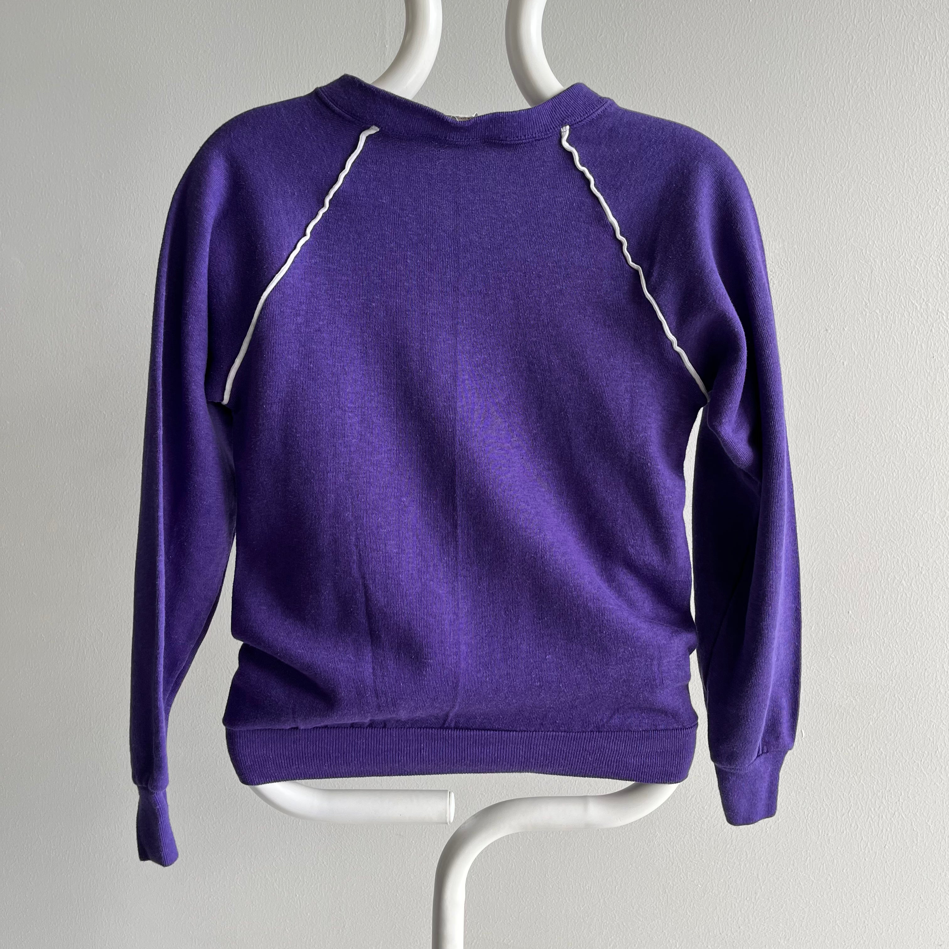 1980s New Old Stock (Never Worn) Purple V-Neck Sweatshirt