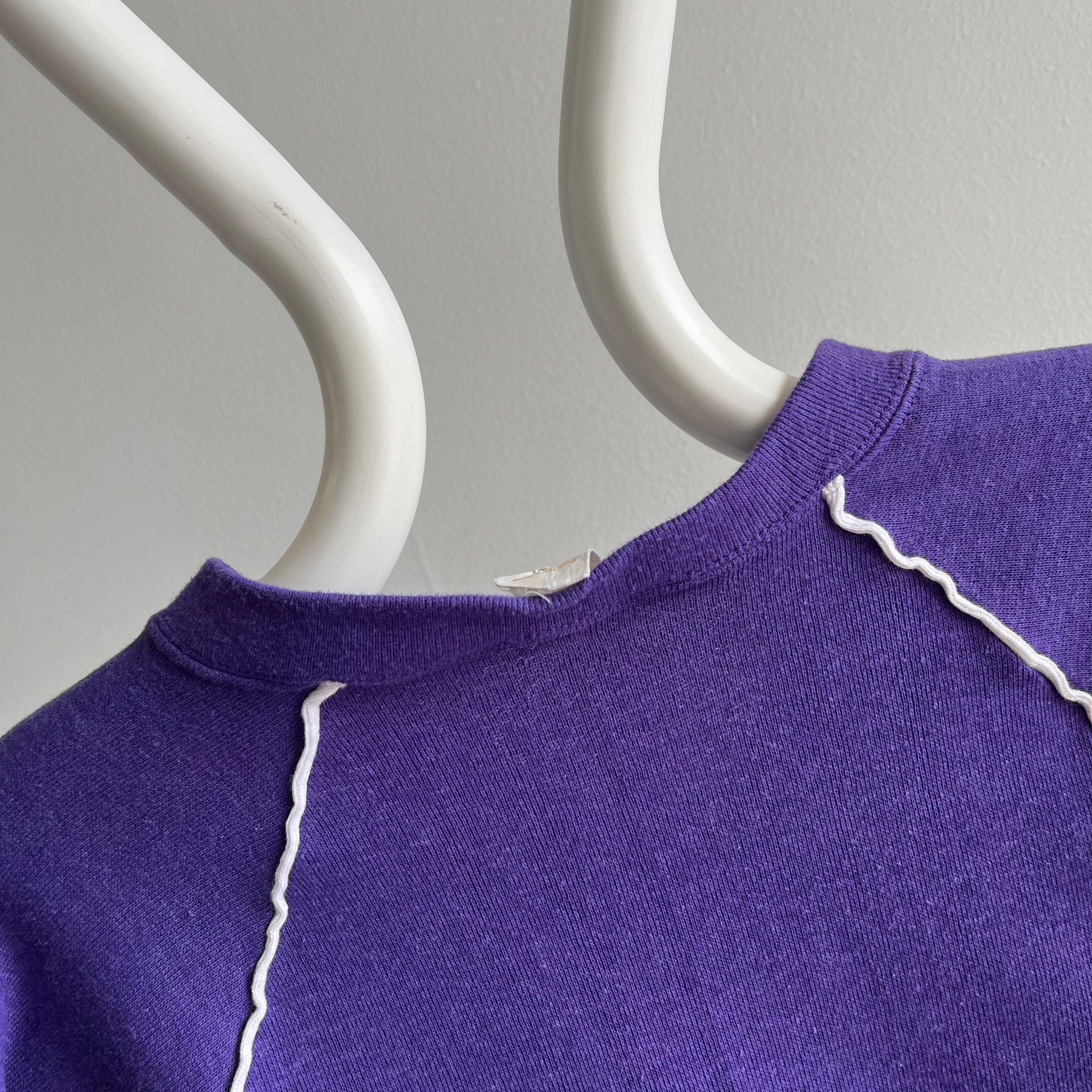 1980s New Old Stock (Never Worn) Purple V-Neck Sweatshirt