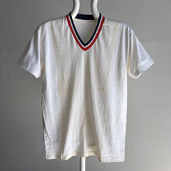 1970s Nicely Age Stained V-Neck T-Shirt