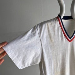 1970s Nicely Age Stained V-Neck T-Shirt