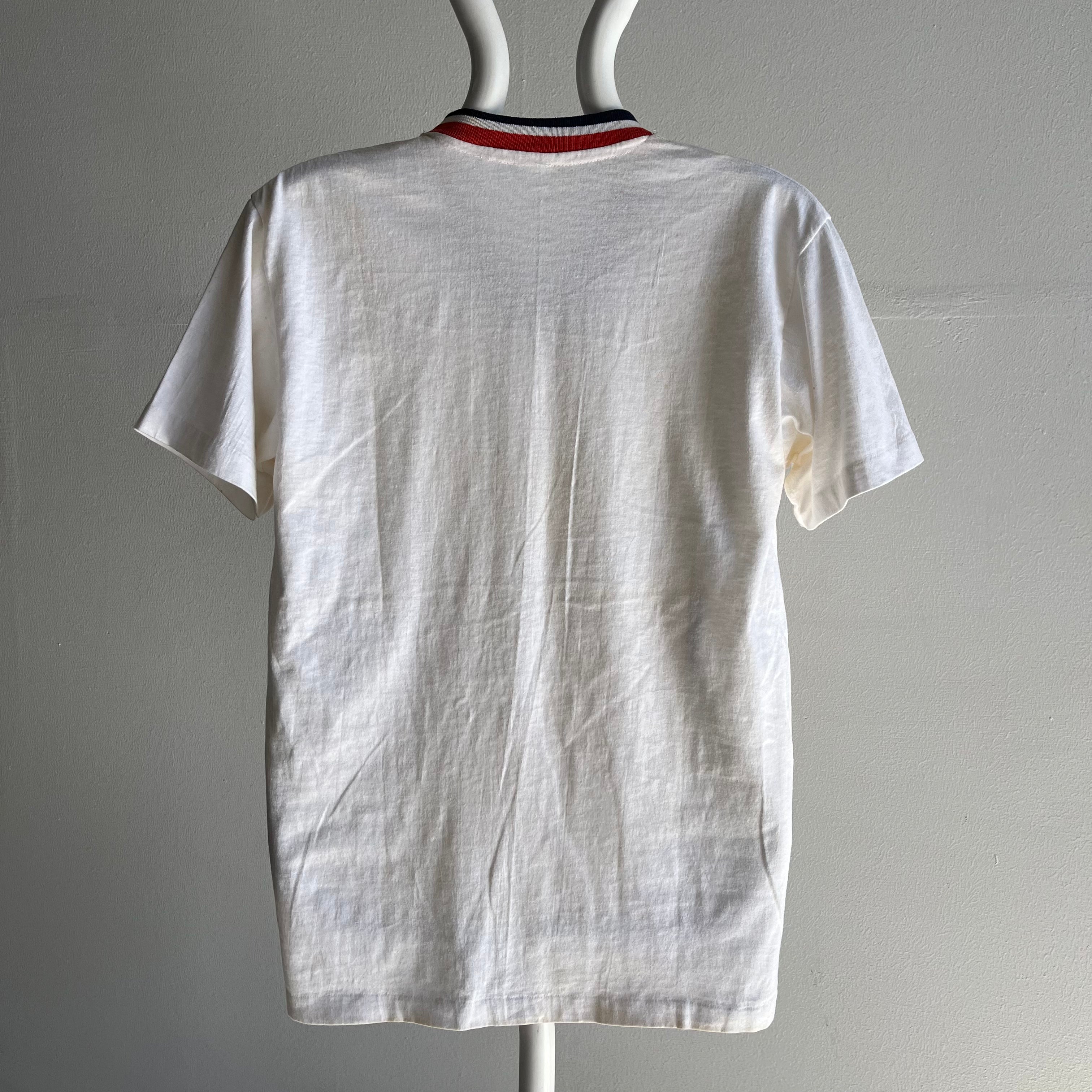 1970s Nicely Age Stained V-Neck T-Shirt