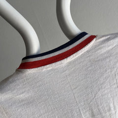 1970s Nicely Age Stained V-Neck T-Shirt