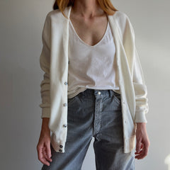 1980s White Mr. Roger's Style Acrylic Cardigan