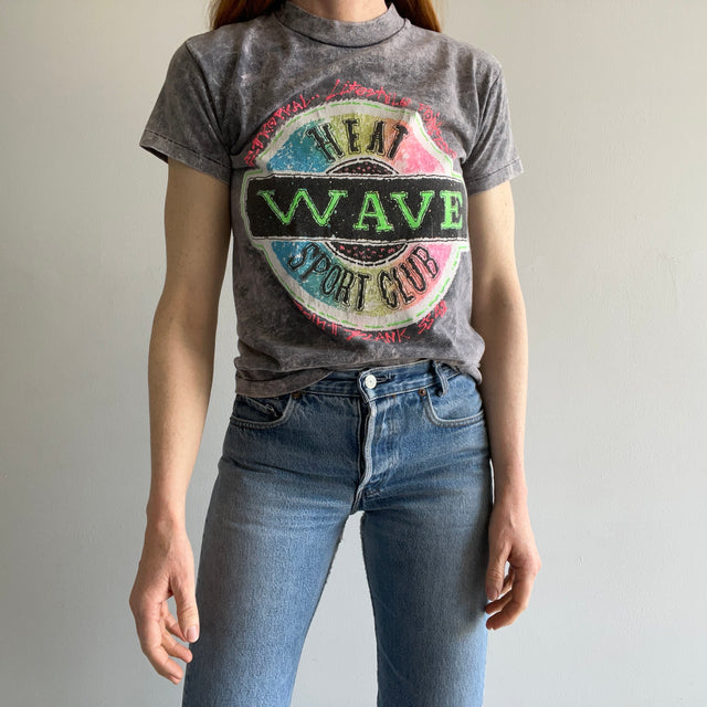 1980s Heat Wave Sports Club Acid Wash Cotton T-Shirt