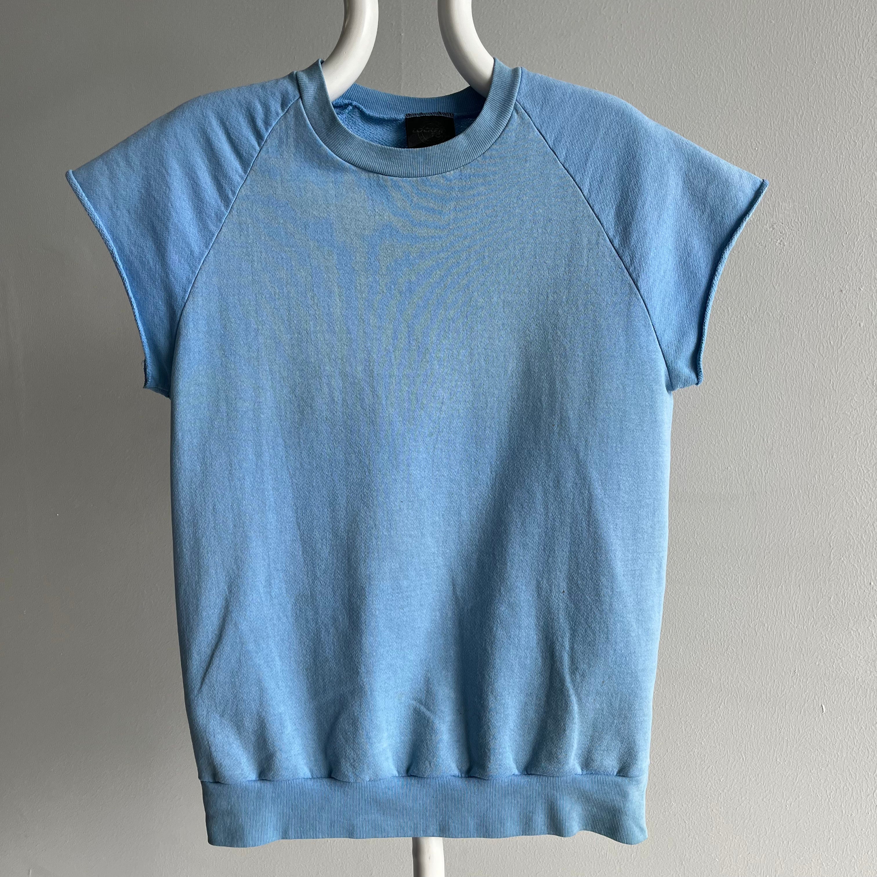 1980s Faded Sky Blue Muscle Warm Up