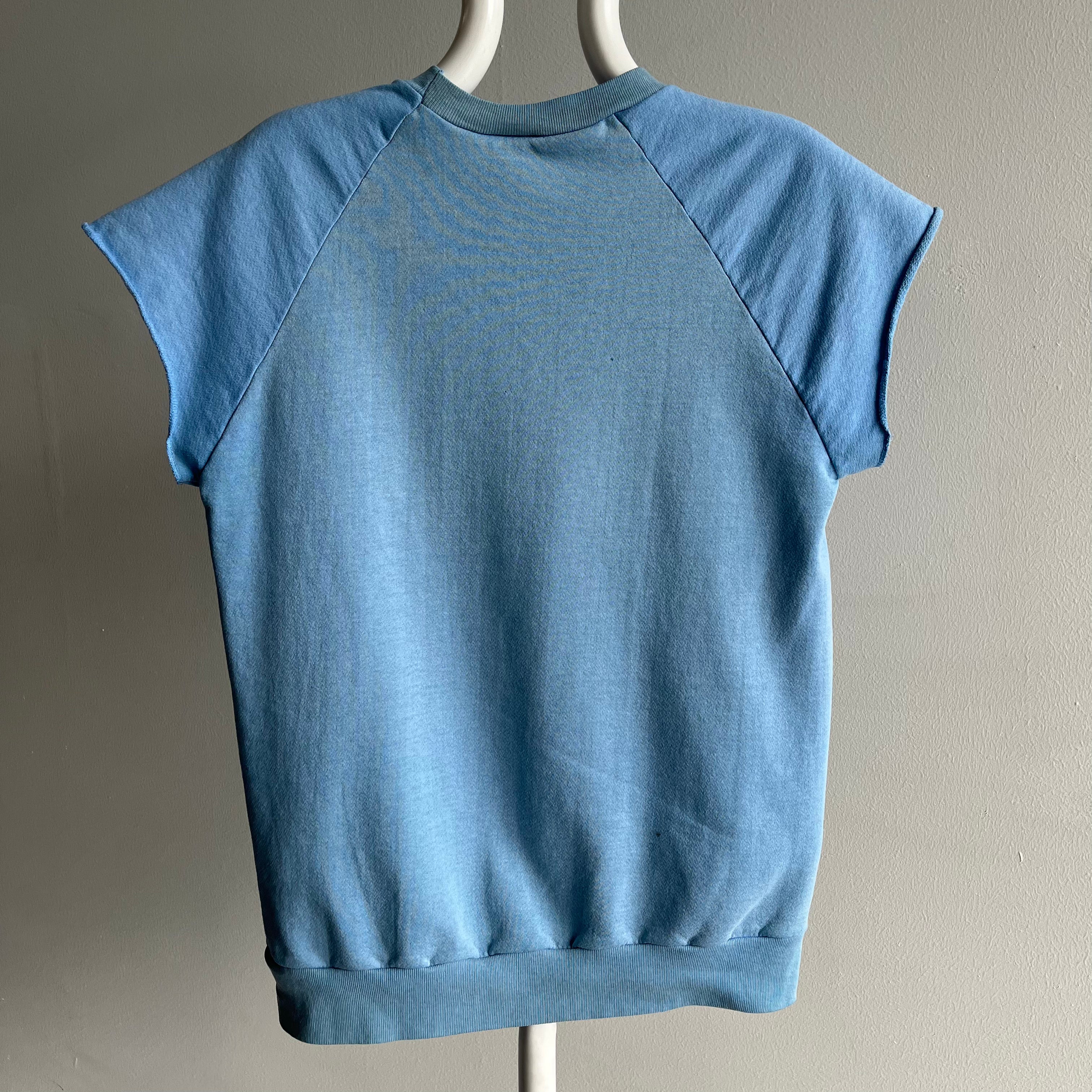 1980s Faded Sky Blue Muscle Warm Up