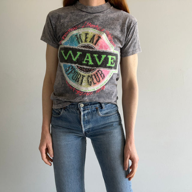 1980s Heat Wave Sports Club Acid Wash Cotton T-Shirt