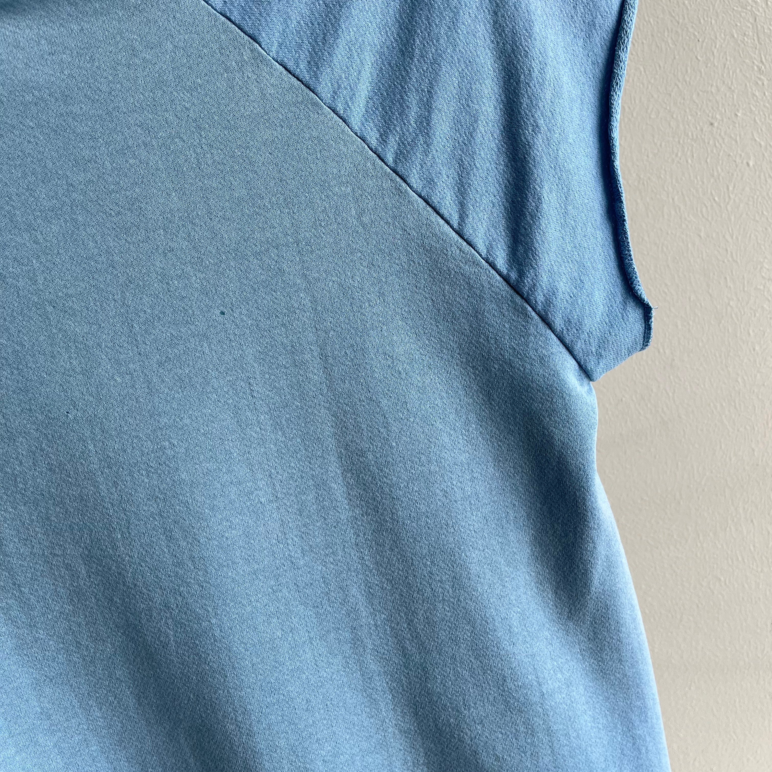 1980s Faded Sky Blue Muscle Warm Up